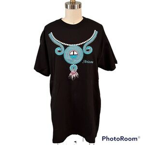 Vintage Arizona single stitch t shirt turquoise southwestern Aztec boho design